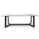 Massey 2.4m Dining Table - Glass Top with Black Base Dining Table Nicki-Core   