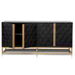 Mildred 1.78m Sideboard - Black ELM Wood with Gold Handle Buffet & Sideboard Nicki-Core   