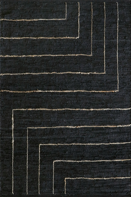 Mulberi Tunjaa 230 x 160 cm Leather Rug - Black Rug Furtex-Local   