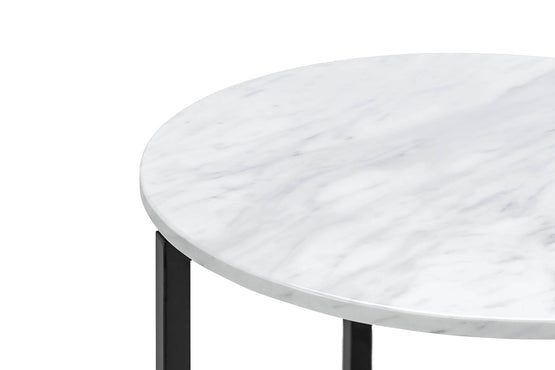 Parson Round White Marble Side Table - Black Bedside Table Eastern-local   