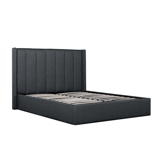 Betsy Fabric King Bed Frame - Charcoal Grey with Storage King Bed YoBed-Core   