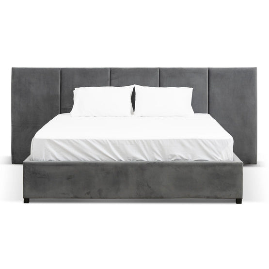 Amado King Bed Frame - Charcoal Velvet with Storage King Bed Ming-Core   