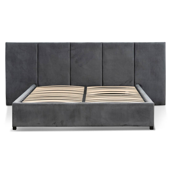 Amado King Bed Frame - Charcoal Velvet with Storage King Bed Ming-Core   