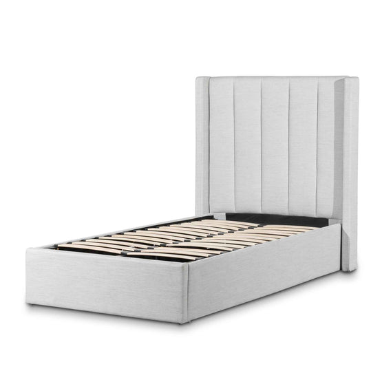 Betsy Fabric Single Bed Frame - Pearl Grey with Storage Single Bed YoBed-Core   