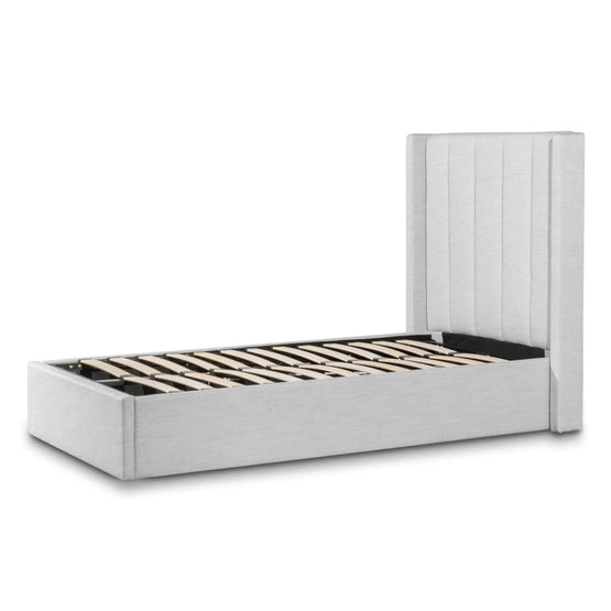 Betsy Fabric Single Bed Frame - Pearl Grey with Storage Single Bed YoBed-Core   