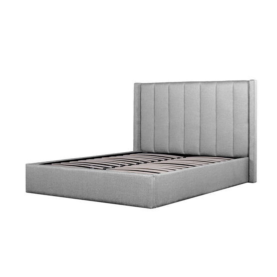 Betsy Fabric Queen Bed Frame - Pearl Grey with Storage Queen Bed YoBed-Core   