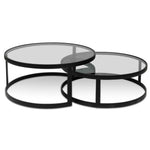 Sweeney Nested Grey Glass Coffee Table - Black Base Coffee Table K Steel-Core   