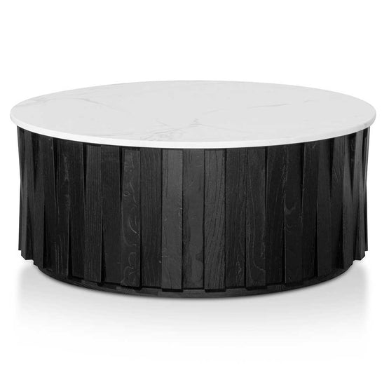 Tulisa Porcelain Marble Round Coffee Table - Black Coffee Table Nicki-Core   