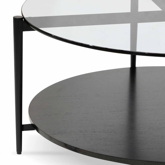 Rogan Round Grey Glass Coffee Table - Black Coffee Table IGGY-Core   