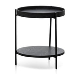 Zelma 44cm Round Side Table - Full Black Side Table Dwood-Core   