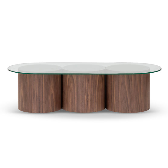 Mathis 1.4m Oval Glass Coffee Table - Walnut Coffee Table Dwood-Core   