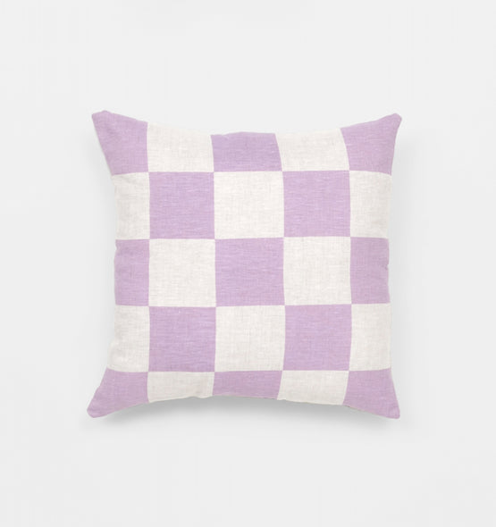Set of 2 - Check 40cm Square Cushion - Lavender Cushion Warran-Local   