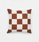 Set of 2 - Check 40cm Square Cushion - Rust Cushion Warran-Local   