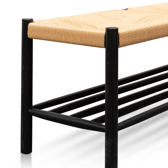 Erika 110cm Black Oak Bench - Natural Seat Bench Oakwood-Core   