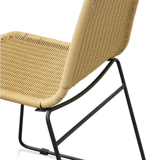Cortez Natural Rattan Seat Dining Chair - Black Legs Dining Chair New Home-Core   