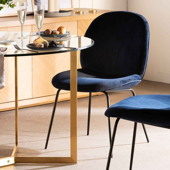 Willis Dining Chair - Navy Velvet Dining Chair K Sofa-Core   