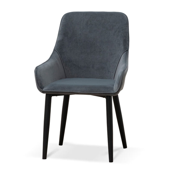 Acosta Dining Chair - Grey Velvet in Black Legs Dining Chair St Chairs-Core   