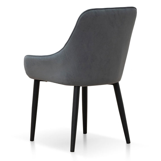Acosta Dining Chair - Grey Velvet in Black Legs Dining Chair St Chairs-Core   