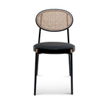 Lesley Natural Rattan Dining Chair - Black with Brass Cap Dining Chair Swady-Core   