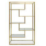 Elle 1.2m Glass Shelving Unit - Gold Frame Shelves K Steel-Core   