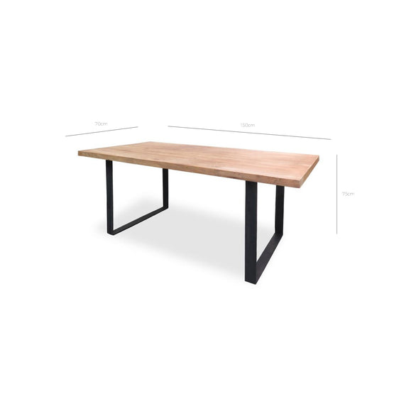 Dalton Reclaimed Elm Wood 1.5m Dining Table - Rustic Natural Dining Table Reclaimed-Core   