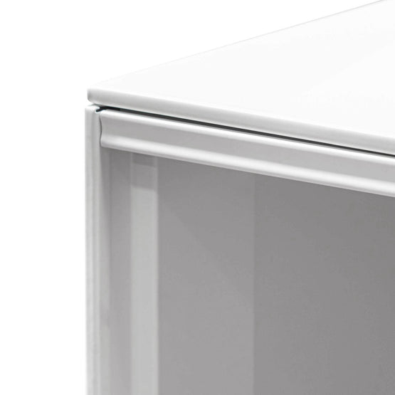 Winford Inter-layered White Storage Cabinet - Grey Doors Shelves Sun Desk-Core   