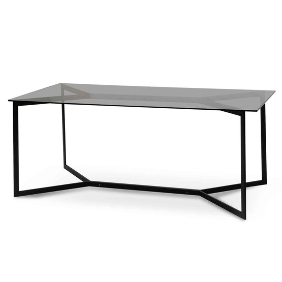 Cannon 1.9m Grey Glass Dining Table - Black Base Dining Table K Steel-Core   