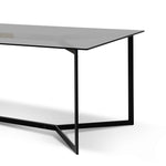 Cannon 1.9m Grey Glass Dining Table - Black Base Dining Table K Steel-Core   