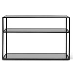 Noel 1.2m Grey Glass Console Table - Black Base Console Table K Steel-Core   