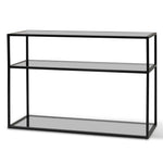 Noel 1.2m Grey Glass Console Table - Black Base Console Table K Steel-Core   