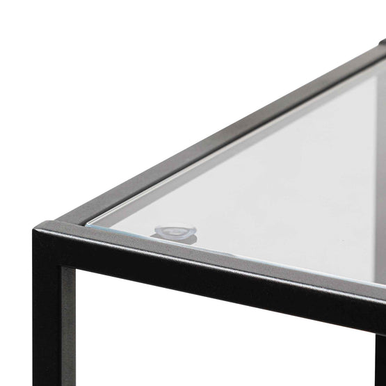 Elle Grey Glass Small Shelving Unit - Black Frame Shelves K Steel-Core   