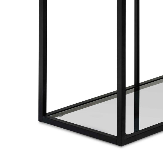 Elle Grey Glass Small Shelving Unit - Black Frame Shelves K Steel-Core   