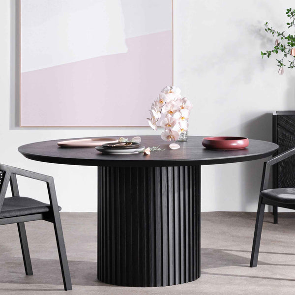 Marty 1.5m Wooden Round Dining Table Black Interior Secrets