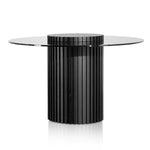 Lamar 1.2m Grey Glass Round Dining Table - Black Dining Table Century-Core   