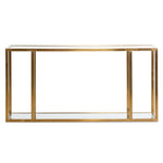 Burch 1.6m Glass Console Table - Brushed Gold Console Table Blue Steel Metal-Core   