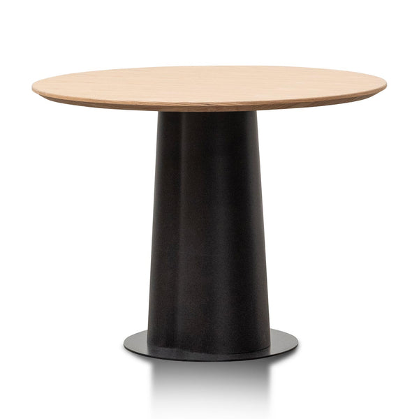 Polly Round Wooden Dining Table - Natural Top and Black Base | Interior
