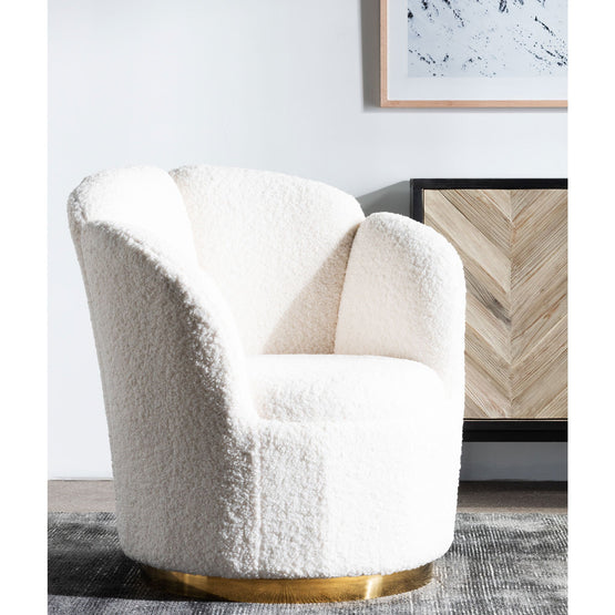 Elmer Lounge Chair - White with Brass Gold Base Armchair Dwood-Core   