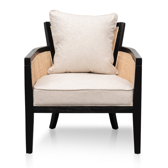 Marion Rattan Armchair - Black with Sand White Armchair Chic-Core   