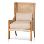 Lowell Wingback Rattan Armchair - Distress Natural - Sand White Wingback Chair Chic-Core   