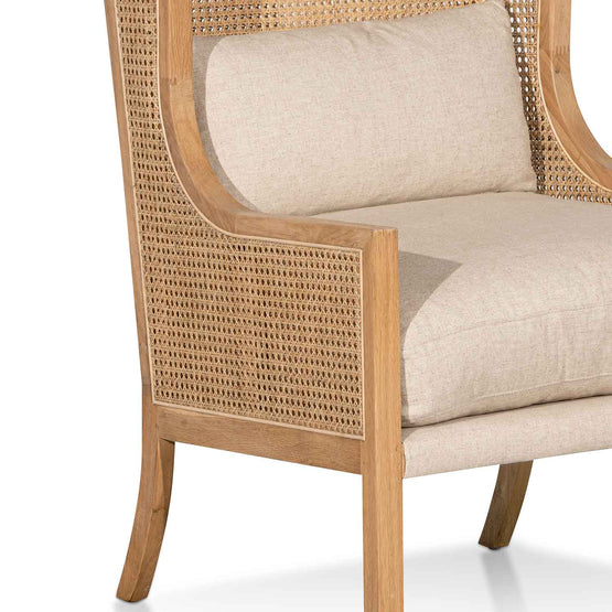 Lowell Wingback Rattan Armchair - Distress Natural - Sand White Wingback Chair Chic-Core   