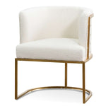 Carma Ivory White Boucle Lounge Chair - Brushed Gold Armchair Blue Steel Sofa- Core   