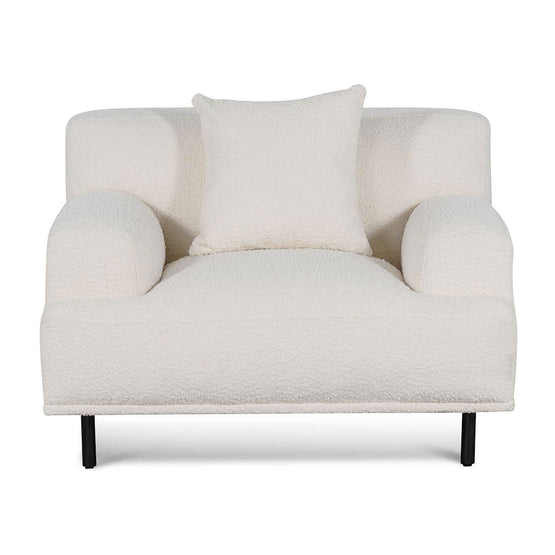 Jasleen Fabric Armchair - Ivory White Boucle with Black Legs Armchair Casa-Core   
