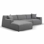 Marlin 3 Seater Left Chaise Fabric Sofa - Noble Grey Chaise Lounge Yay Sofa-Core   