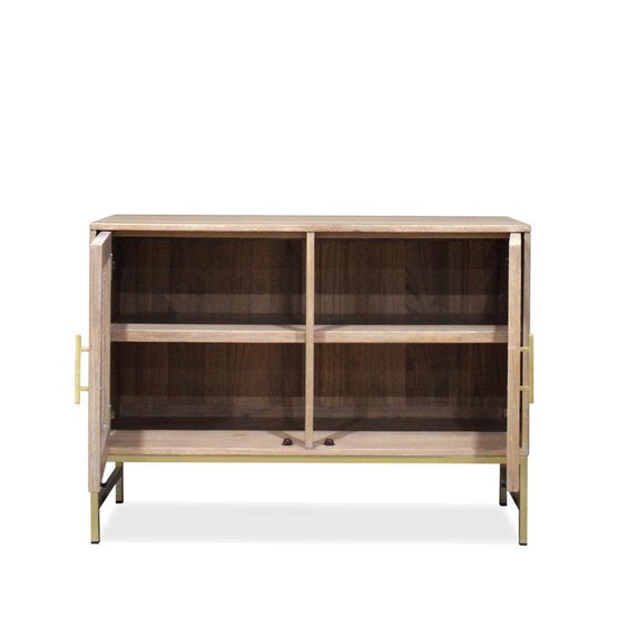 Marta Timber & Rattan 2 Shelf Sideboard - Natural Buffet & Sideboard Huds-Local   