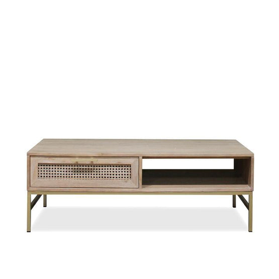 Marta Timber & Rattan Coffee Table - Natural Coffee Table Huds-Local   