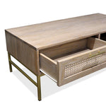 Marta Timber & Rattan Coffee Table - Natural Coffee Table Huds-Local   
