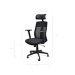 Benson Mesh Fabric Office Chair With Head Rest - Black Office Chair LF-Core   
