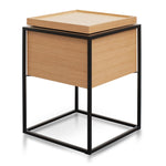 Cane Scandinavian Oak Side Table - Black Frame Bedside Table IGGY-Core   