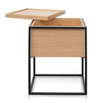 Cane Scandinavian Oak Side Table - Black Frame Bedside Table IGGY-Core   