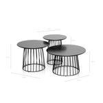 Carmella Round Side Table Set - Black Oak Side Table KD-Core   
